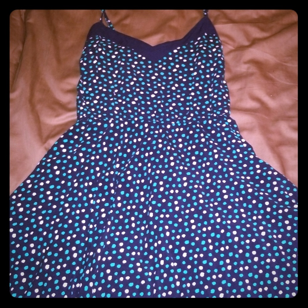 Mini Blue and White Polka Dot Dress